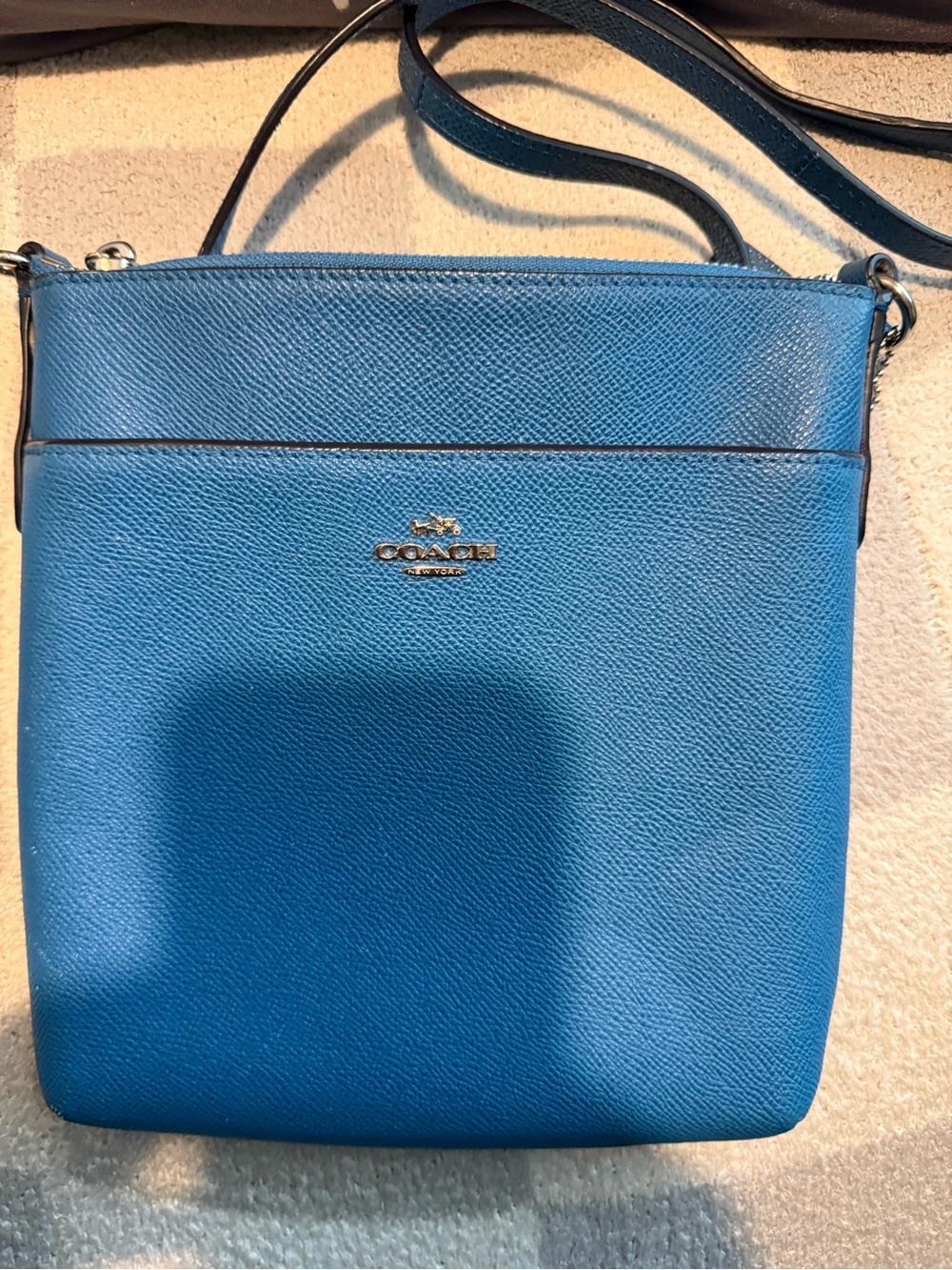 Coach Blue Leather Crossbody with Gold Logo
